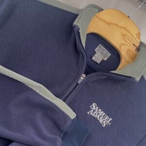 Samuel Adams Boston Beer Promo Fleece Medium Blue 1/4 Zip Pullover Pockets